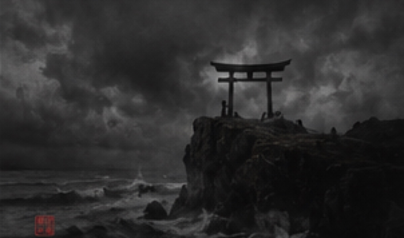 Torii gate in mist